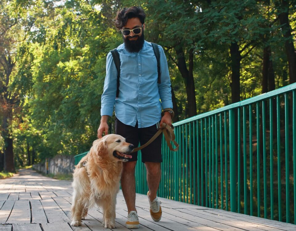 Man walking with a dog