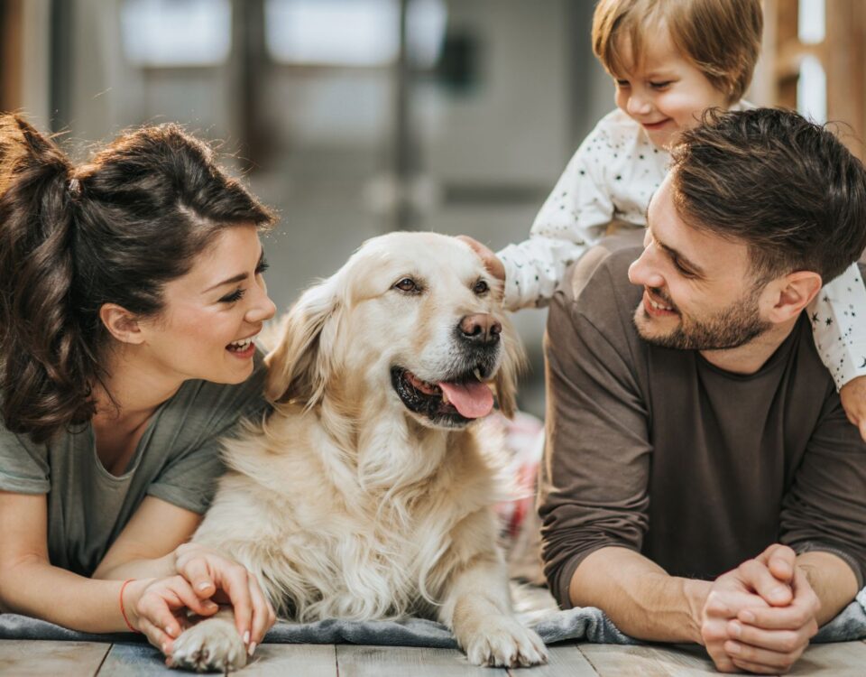 Family with a dog